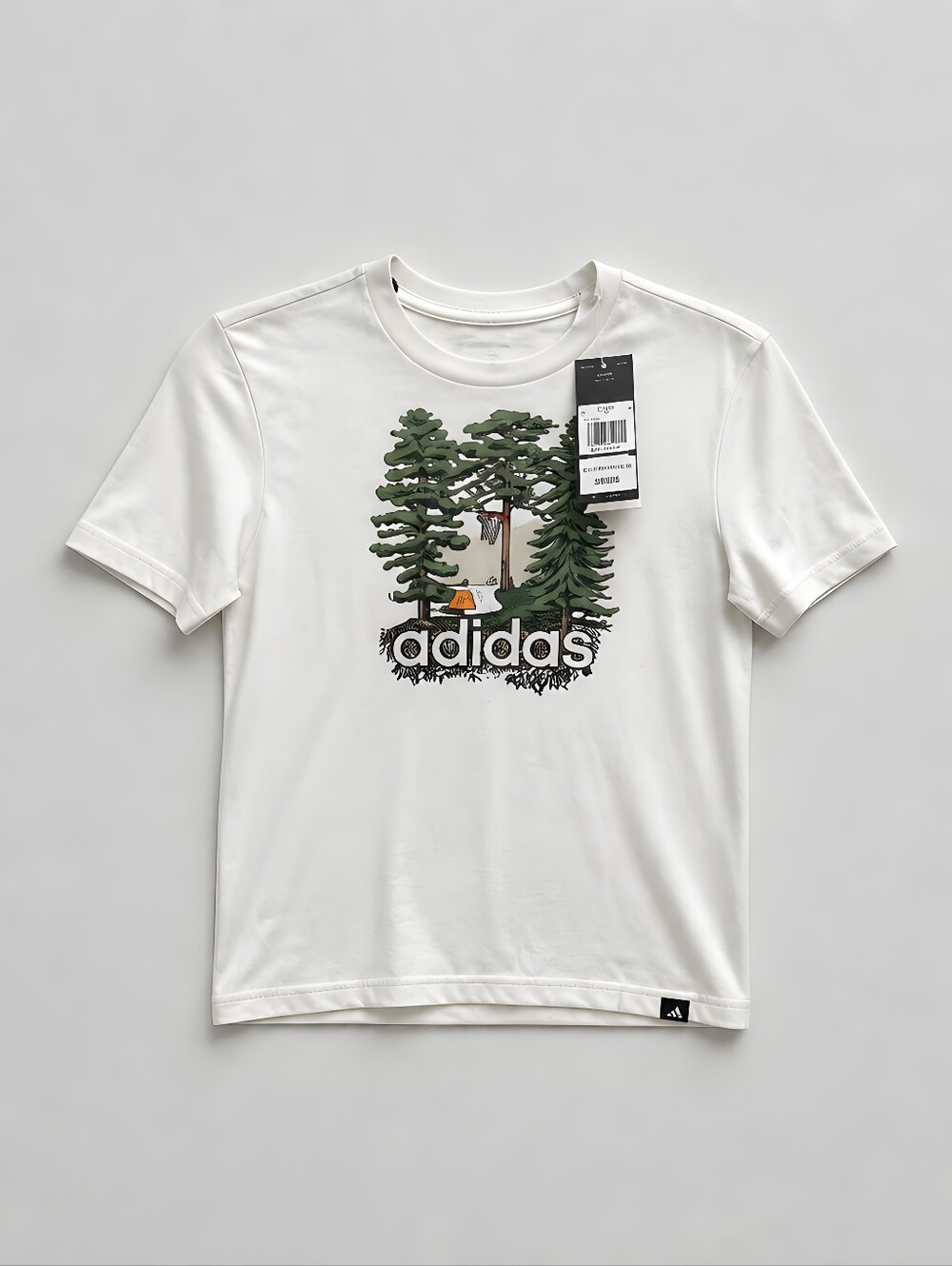 Adidas Boys Nature Hoops Graphic T-Shirt White Size 8